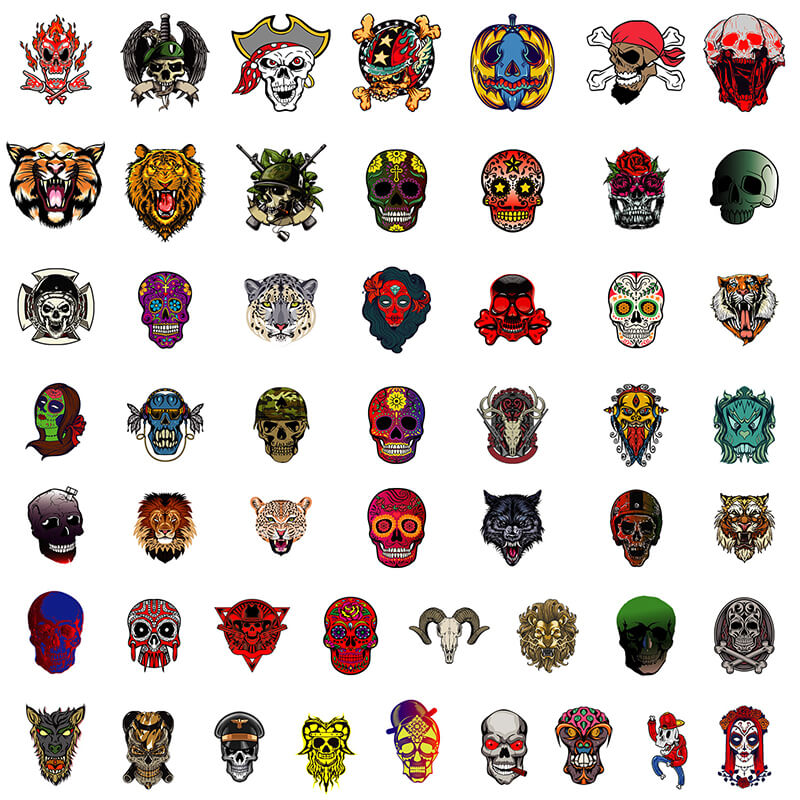 50 Pcs Skull Graffiti Stickers