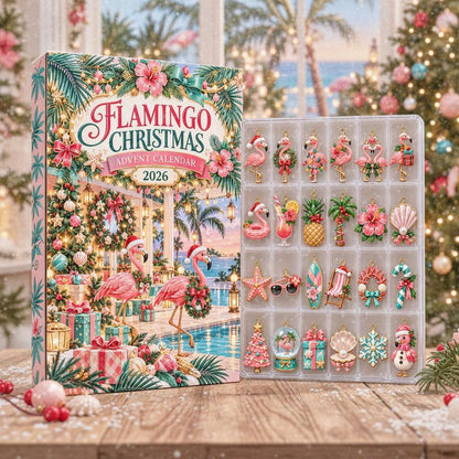 Flamingo Christmas Advent Calendar 2026, 24 Day Tropical Holiday Countdown, Pink Flamingo Ornaments, Beach Lover Gift, Coastal Xmas Decor
