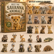 Savanna Animals Life Advent Calendar 2026 - 24-Day Festive Countdown, Acrylic Charms Blind Box - Gift For Animal Lovers