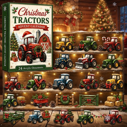 Christmas Tractors Advent Calendar 2026 - 24-Day Festive Countdown, Acrylic Charms Blind Box - Gift For Farmers