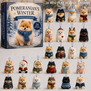 Winter Pomeranian Advent Calendar 2026 - 24-Day Festive Countdown, Acrylic Charms Blind Box - Gift For Dog Lovers