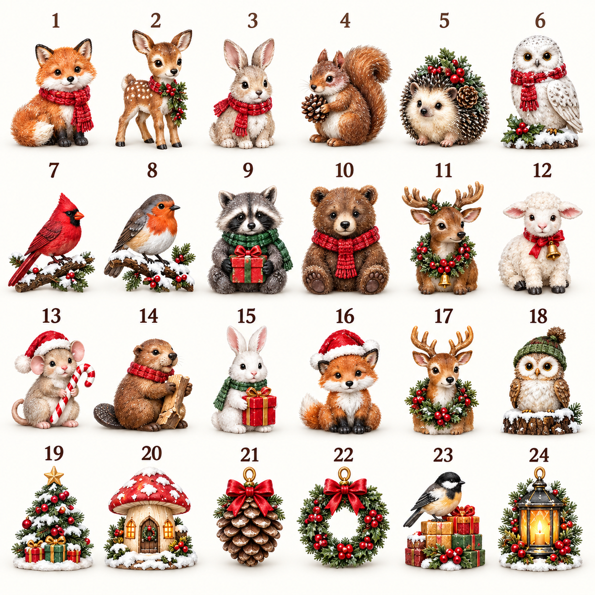 Personalized Woodland Advent Calendar, Christmas Forest Animal Countdown, 24 Mini Figures, Family Holiday Keepsake, Kids Collector GIFT 2026