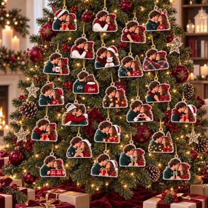 Personalized Couple Advent Calendar 2026, 24 Acrylic Christmas Ornaments, Custom Photo Countdown Box, Romantic Gifts for Couples, Xmas Decor