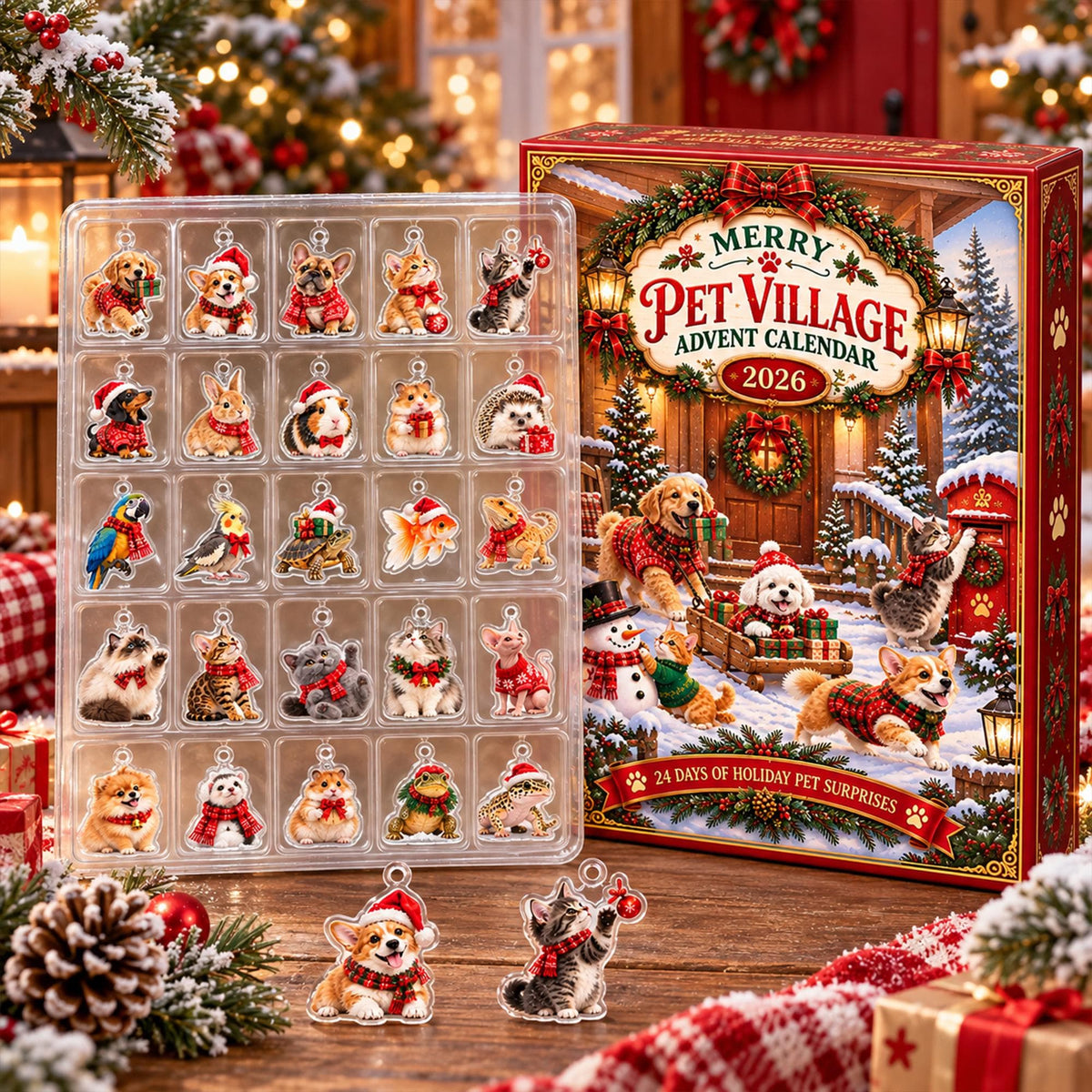 Pet Village 2026 Christmas Advent Calendar: 24-Day Countdown Keepsake Box (Blind Box)