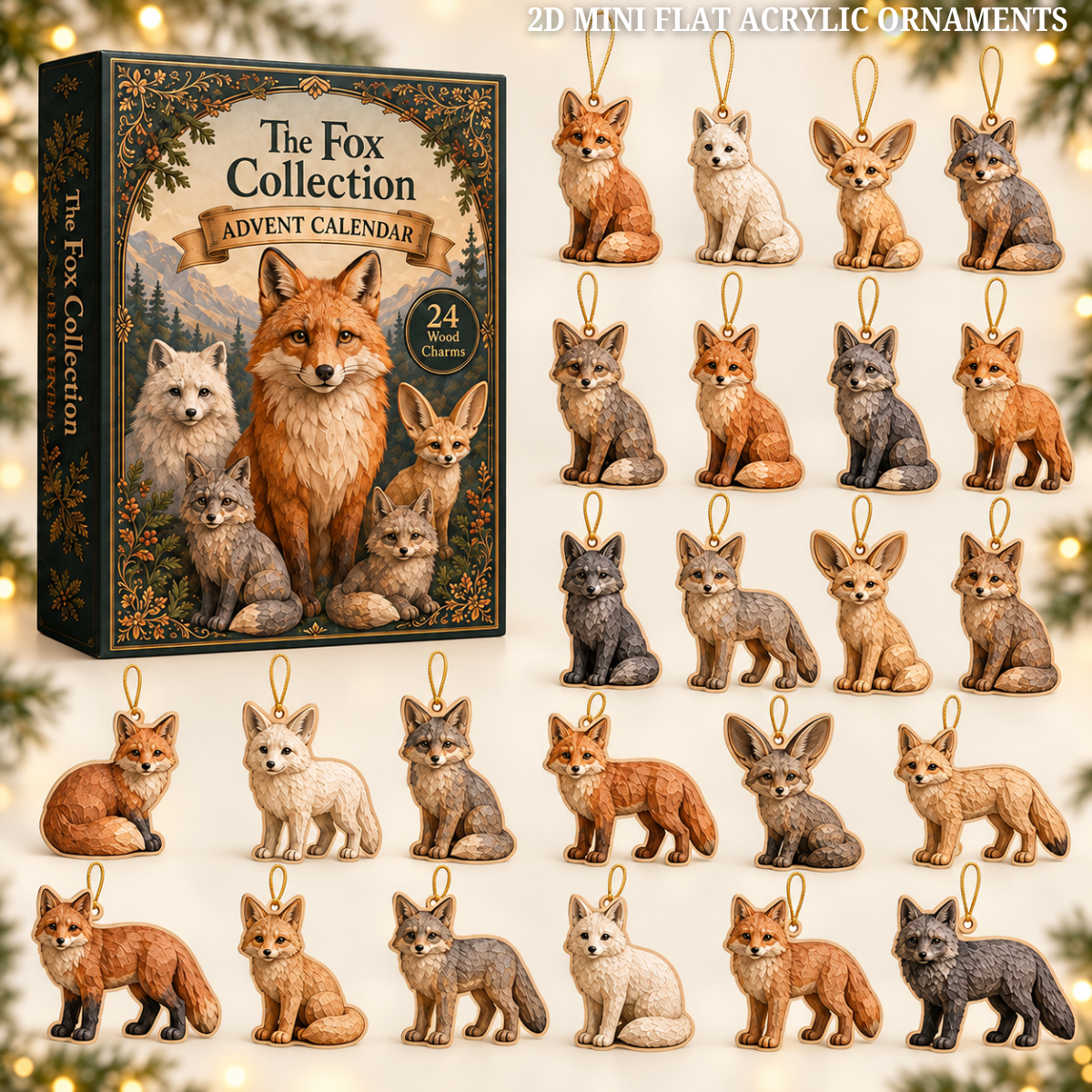 Wild Fox Kingdom Advent Calendar 2026 - 24-Day Festive Countdown, Wooden Charms Blind Box - Gift For Fox Lovers