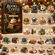 Book & Coffee Advent Calendar 2026 - 24-Day Festive Countdown, Acrylic Charms Blind Box - Gift For Reading Lovers