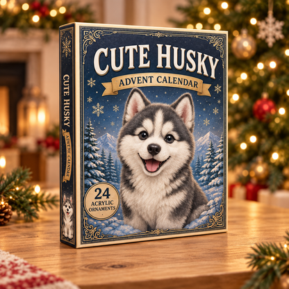Cute Husky Advent Calendar 2026 - 24-Day Festive Countdown, Acrylic Charms Blind Box - Gift For Dog Lovers