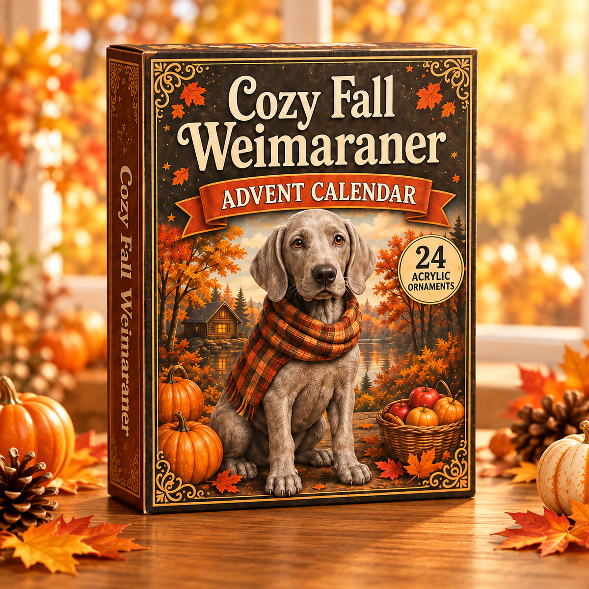 Cozy Fall Weimaraner Advent Calendar 2026 - 24-Day Festive Countdown, Acrylic Charms Blind Box - Gift For Weimaraner Lovers