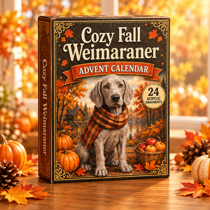 Cozy Fall Weimaraner Advent Calendar 2026 - 24-Day Festive Countdown, Acrylic Charms Blind Box - Gift For Weimaraner Lovers