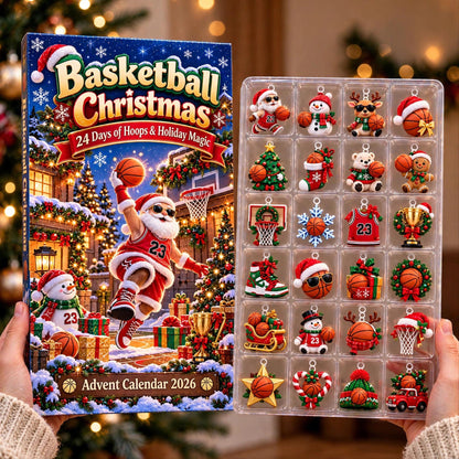 Basketball Advent Calendar 2026, 24 Piece Basketball Ornament Set, Blind Box Advent Calendar, Christmas Countdown Gift for Home Decor
