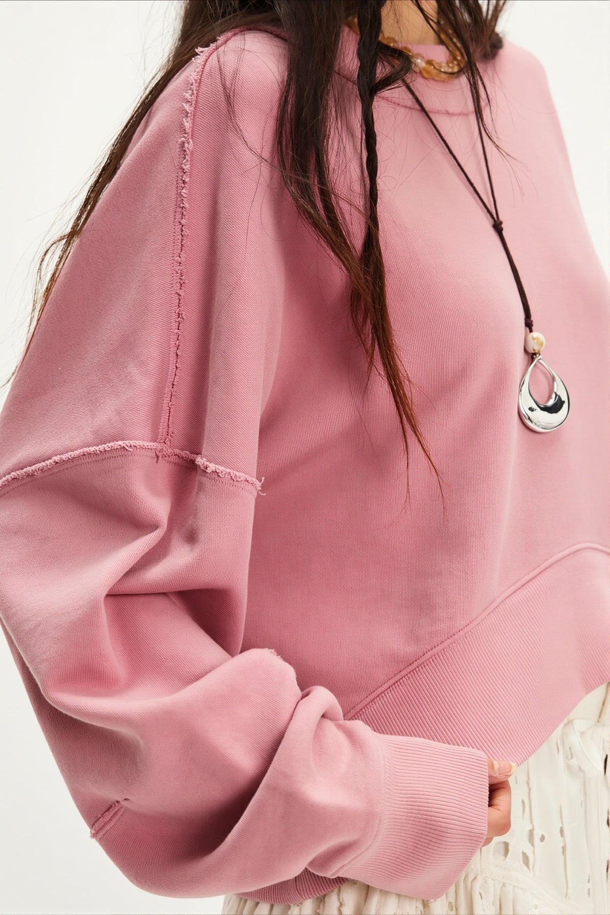 Solid Cropped Crewneck Sweatshirt