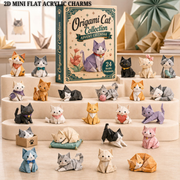 Origami Cat Collection Advent Calendar 2026 - 24-Day Festive Countdown, Acrylic Charms Blind Box - Gift For Origami Lovers