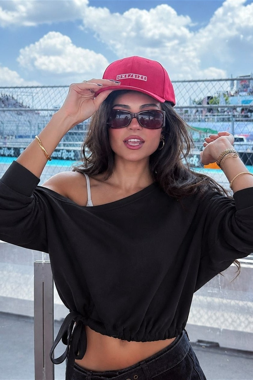 Casual Tie Off Shoulder Sweatshirt