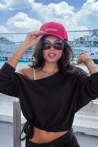 Casual Tie Off Shoulder Sweatshirt