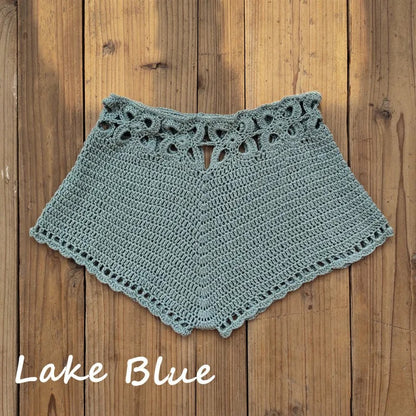 Rainbow Striped Crochet V-Cut Beach Shorts