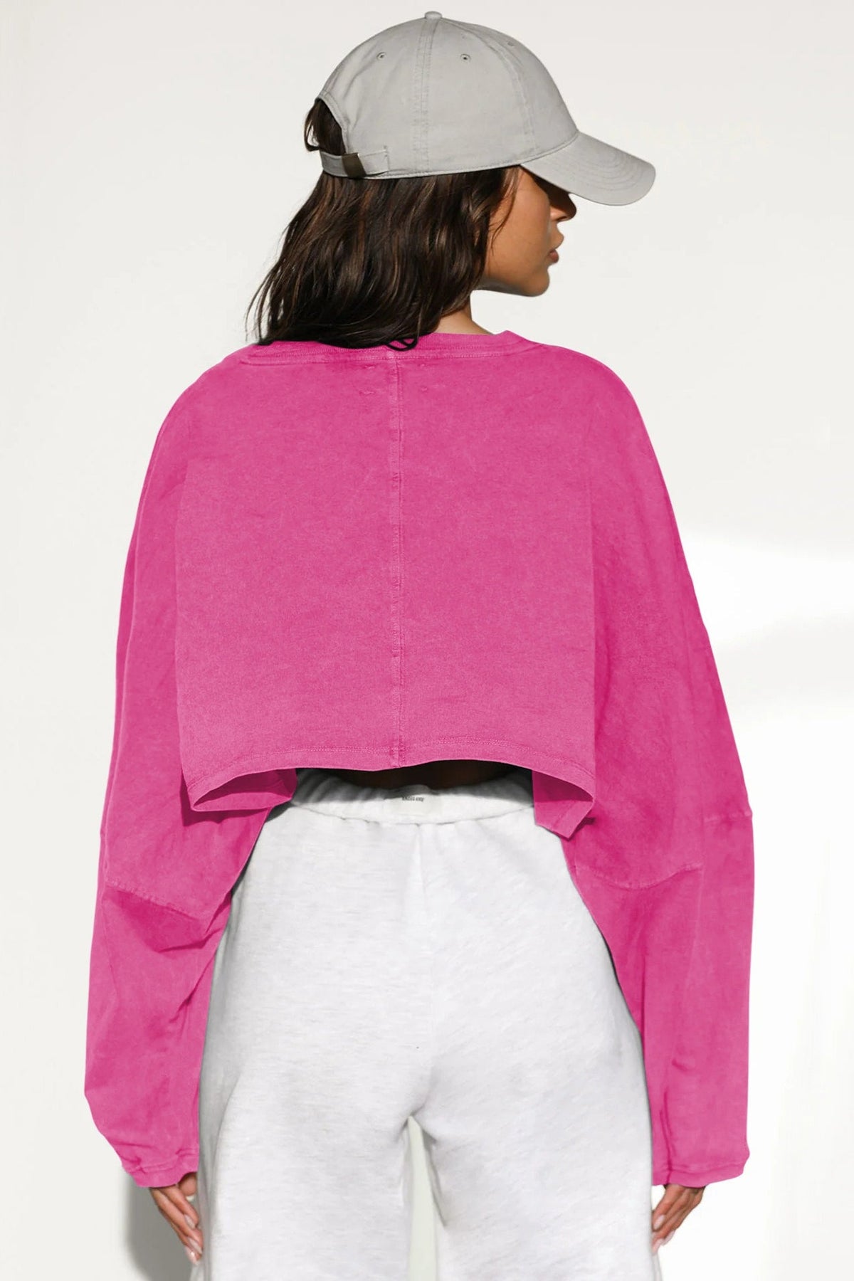 Boxy Crop Crew Neck Sweatshirt