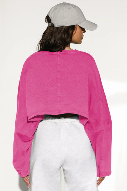 Boxy Crop Crew Neck Sweatshirt