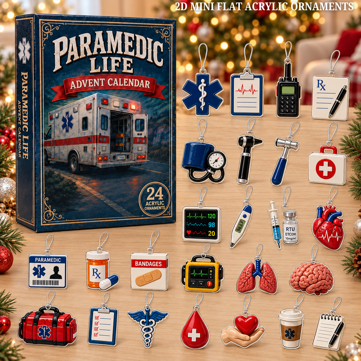 Paramedic Life Saver Advent Calendar 2026 - 24-Day Festive Countdown, Acrylic Charms Blind Box - Gift For Nurse Lovers