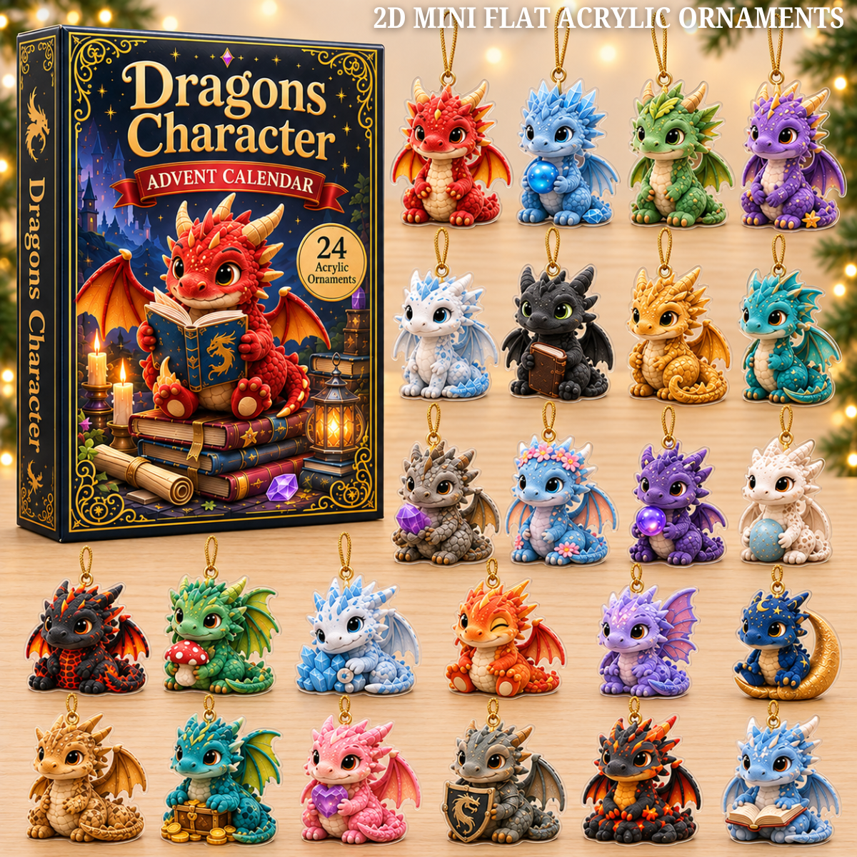 Dragon Character Advent Calendar 2026 - 24-Day Festive Countdown, Acrylic Charms Blind Box - Gift For Dragon Lovers