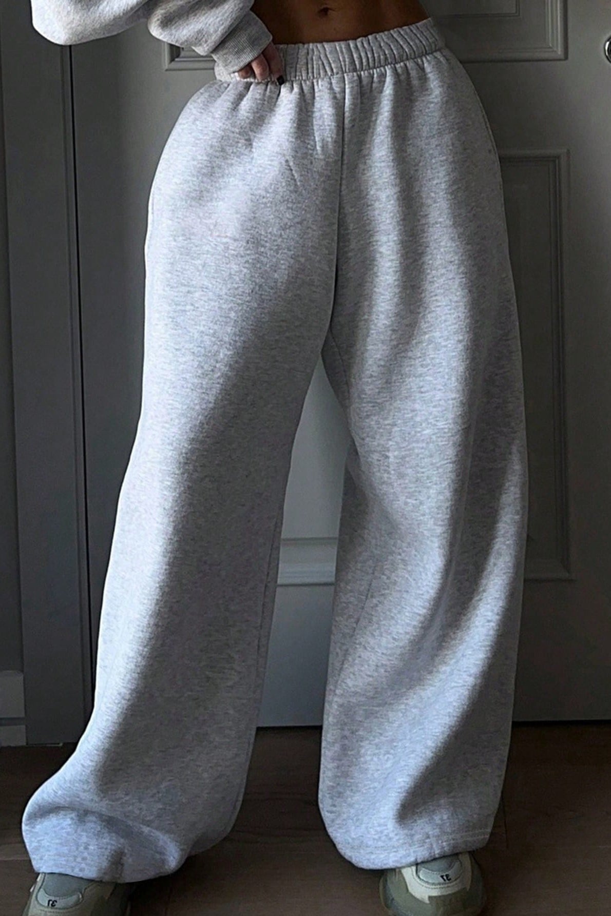 Cropped Zip Hoodie Wide Leg Jogger Set