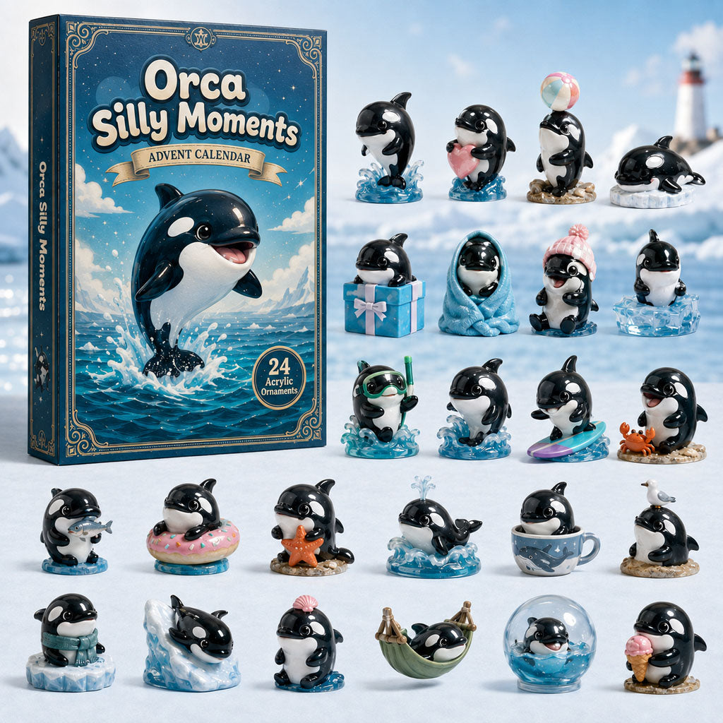 Orca Silly Moments Advent Calendar 2026 - 24-Day Festive Countdown, Acrylic Charms Blind Box - Gift For Orca Lovers
