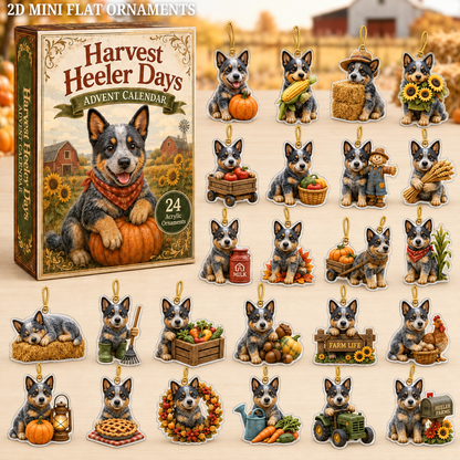 Harvest Heeler Days Advent Calendar 2026 - 24-Day Festive Countdown, Acrylic Charms Blind Box - Gift For Dog Lovers