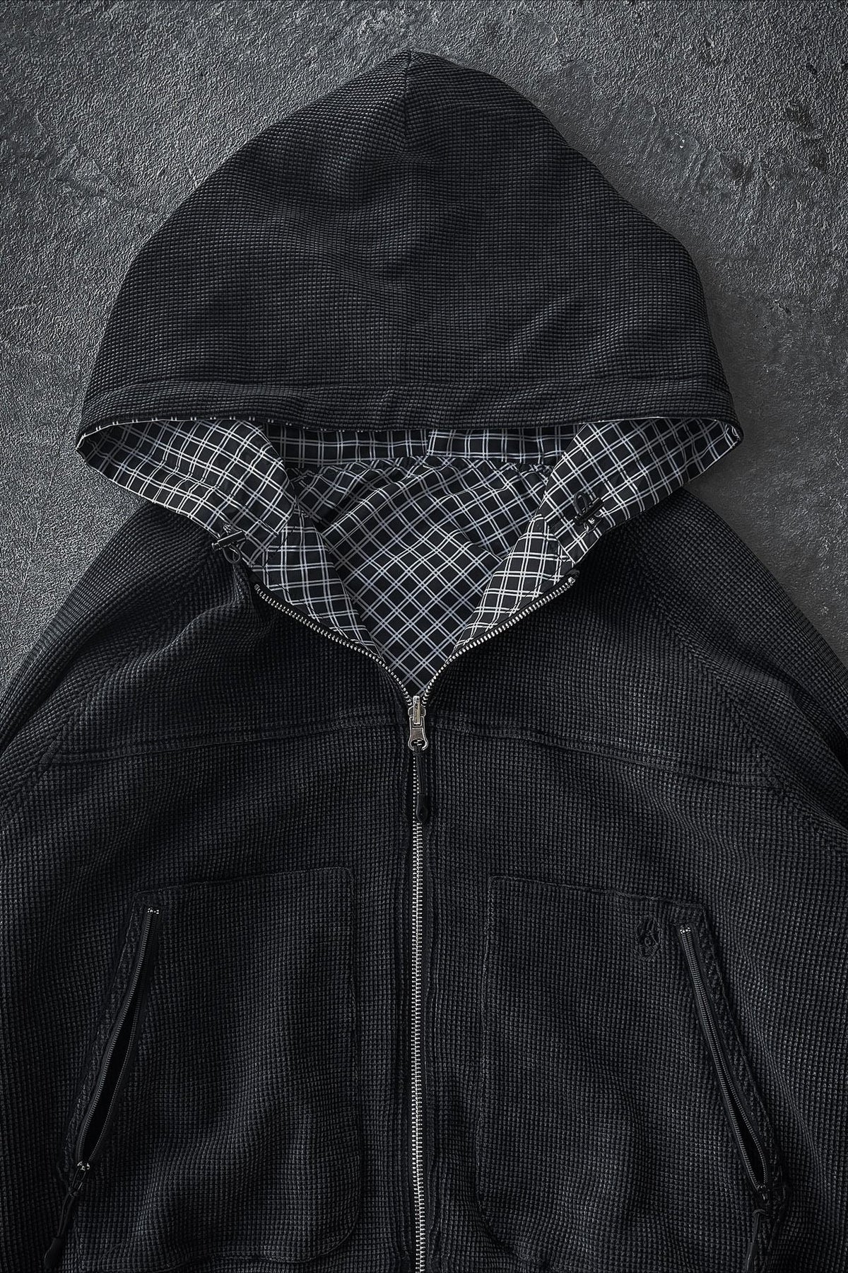 Reversible Plaid Zip Hoodie