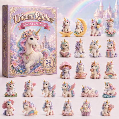 Unicorn Rainbow Advent Calendar 2026 - 24-Day Festive Countdown, Acrylic Charms Blind Box - Gift For Fantasy Lovers