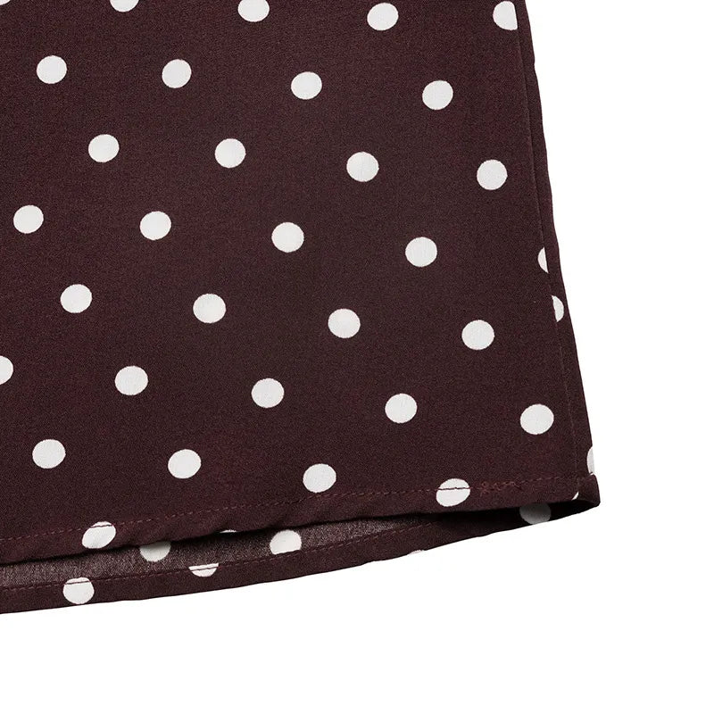 Vintage V-Neck Polka Dot Summer A-Line Midi Dress
