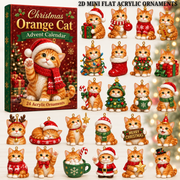 Christmas Orange Cat Advent Calendar 2026 - 24-Day Festive Countdown, Acrylic Charms Blind Box - Gift For Cat Lovers