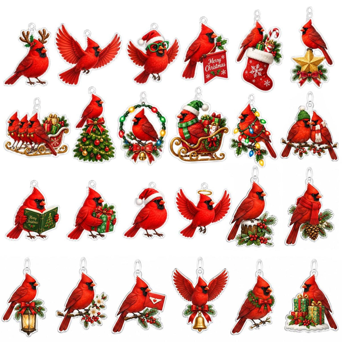 Personalized Cardinal Blind Box Advent Calendar 2026, 24 Mini Cardinal Charms, Custom Cardinal Outdoor Countdown Gift for Cardinal Lovers