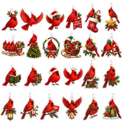 Personalized Cardinal Blind Box Advent Calendar 2026, 24 Mini Cardinal Charms, Custom Cardinal Outdoor Countdown Gift for Cardinal Lovers
