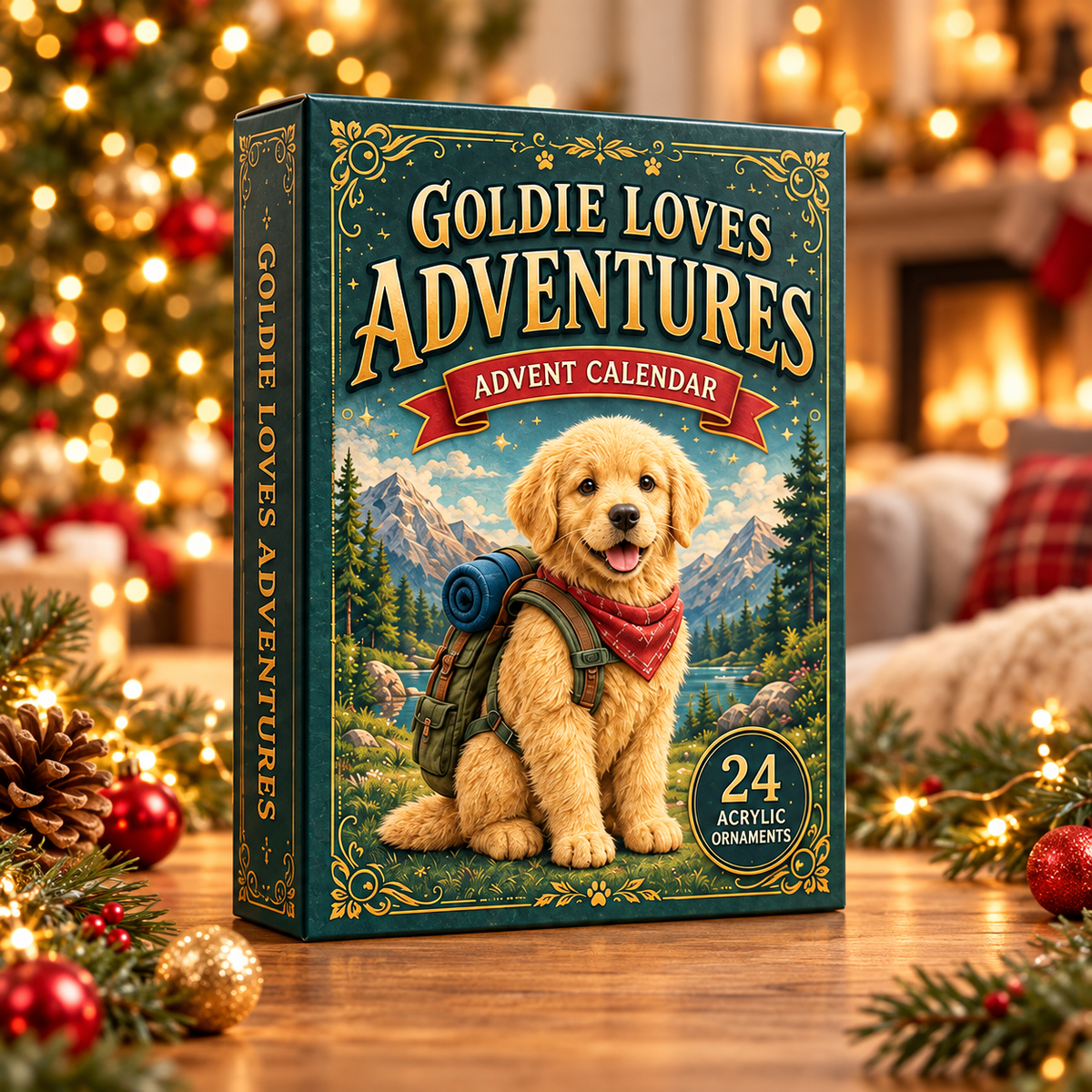 Goldie Adventures Advent Calendar 2026 - 24-Day Festive Countdown, Acrylic Charms Blind Box - Gift For Dog Lovers