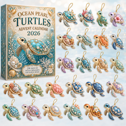 Pearl Sea Turtle Voyage Advent Calendar 2026 - 24-Day Festive Countdown, Acrylic Charms Blind Box - Gift For Turtle Lovers