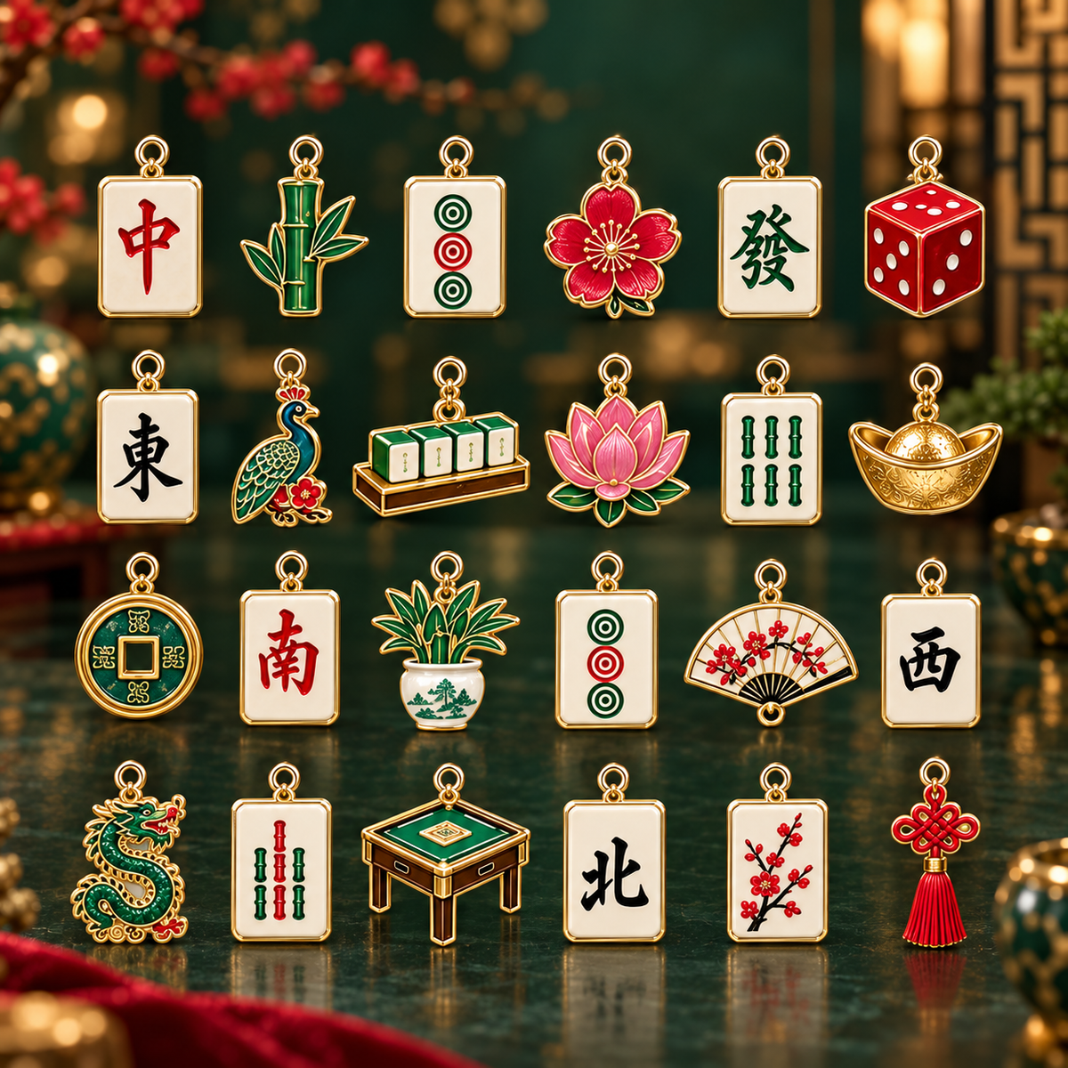 Mahjong Advent Calendar 2026, 24 Mini Acrylic Tile Charms, Mahjong Lover Christmas Countdown Gift, Holiday Hanging Ornament Set