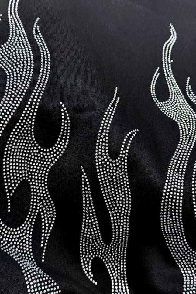 Rhinestone Flame Zip Hoodie