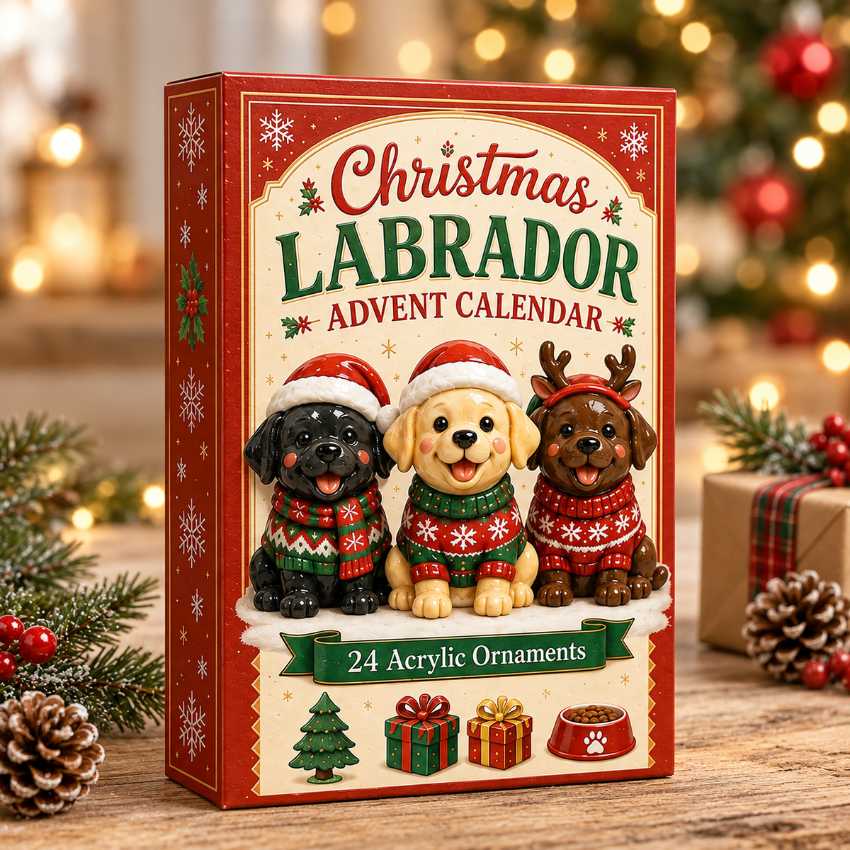 Christmas Labrador Toy Advent Calendar 2026 - 24-Day Festive Countdown, Acrylic Charms Blind Box - Gift For Labrador Lovers