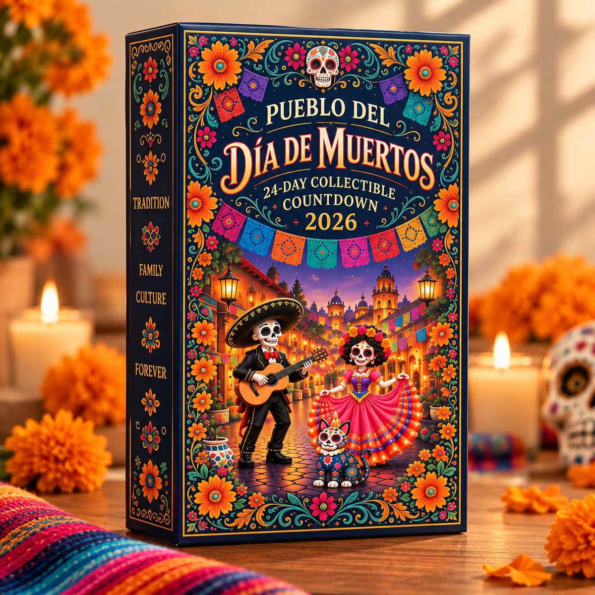 2026 Día de Muertos Countdown Calendar with 24 Hanging Charms – Mexican Day Of The Dead Collectible Ornament Set