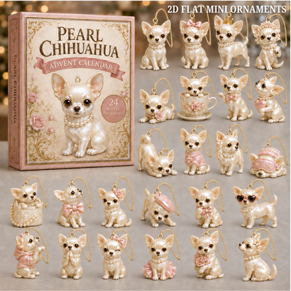 Pearl Chihuahua Dog Advent Calendar 2026 - 24-Day Festive Countdown, Acrylic Charms Blind Box - Gift For Dog Lovers