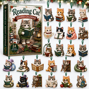 Reading Cat Advent Calendar 2026 - 24-Day Festive Countdown, Acrylic Charms Blind Box - Gift For Cat Lovers