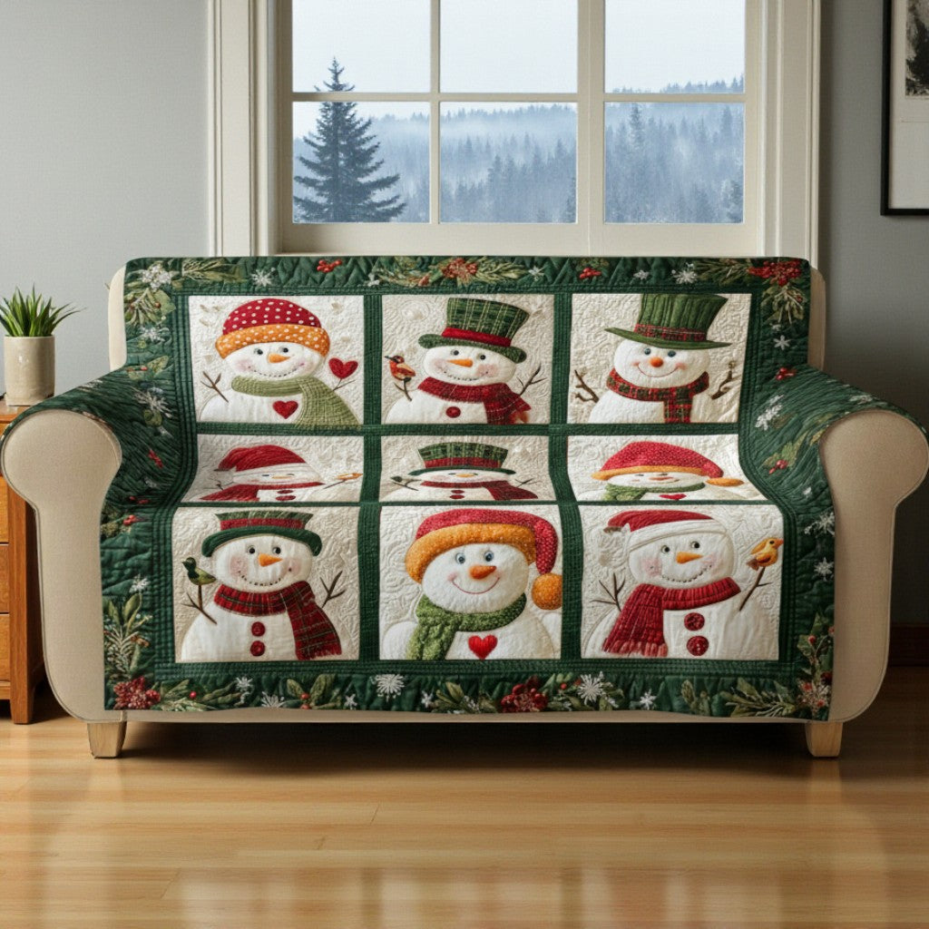 Snowman Christmas Quilted Sofa Cover QFHM5081103