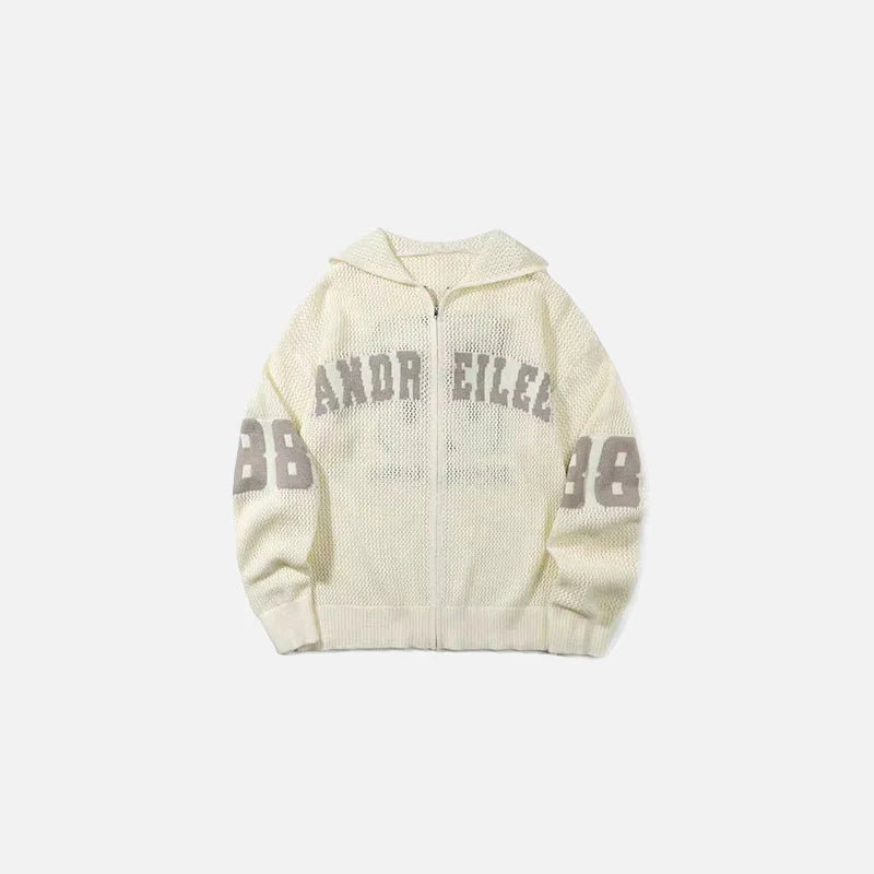 Retro Hooded Beige Sweater