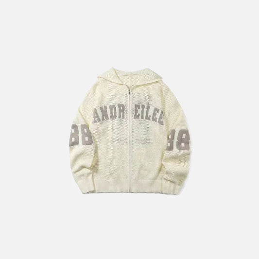 Retro Hooded Beige Sweater