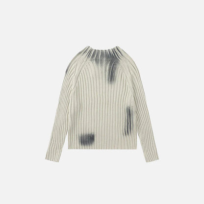 Loose Ripple Knit Sweater – Minimalist Ribbed Texture O-Neck Design