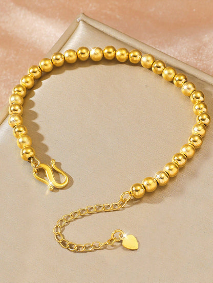 24K Gold Plated Beaded Copper Bracelet for Women