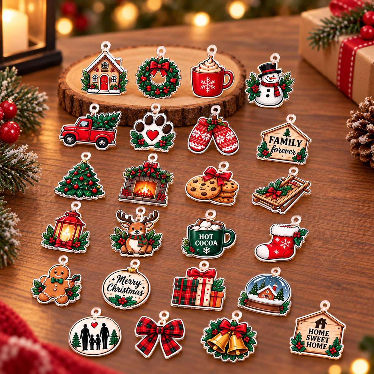 Personalized Family Christmas Advent Calendar 2026, Custom Family Name Blind Box, 24 Day Holiday Family Xmas Countdown Ornament Set