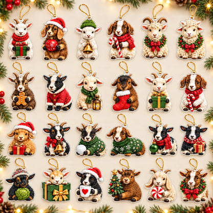 Cozy Winter Goat Advent Calendar 2026 - 24-Day Festive Countdown, Acrylic Charms Blind Box - Gift For Goat Lovers