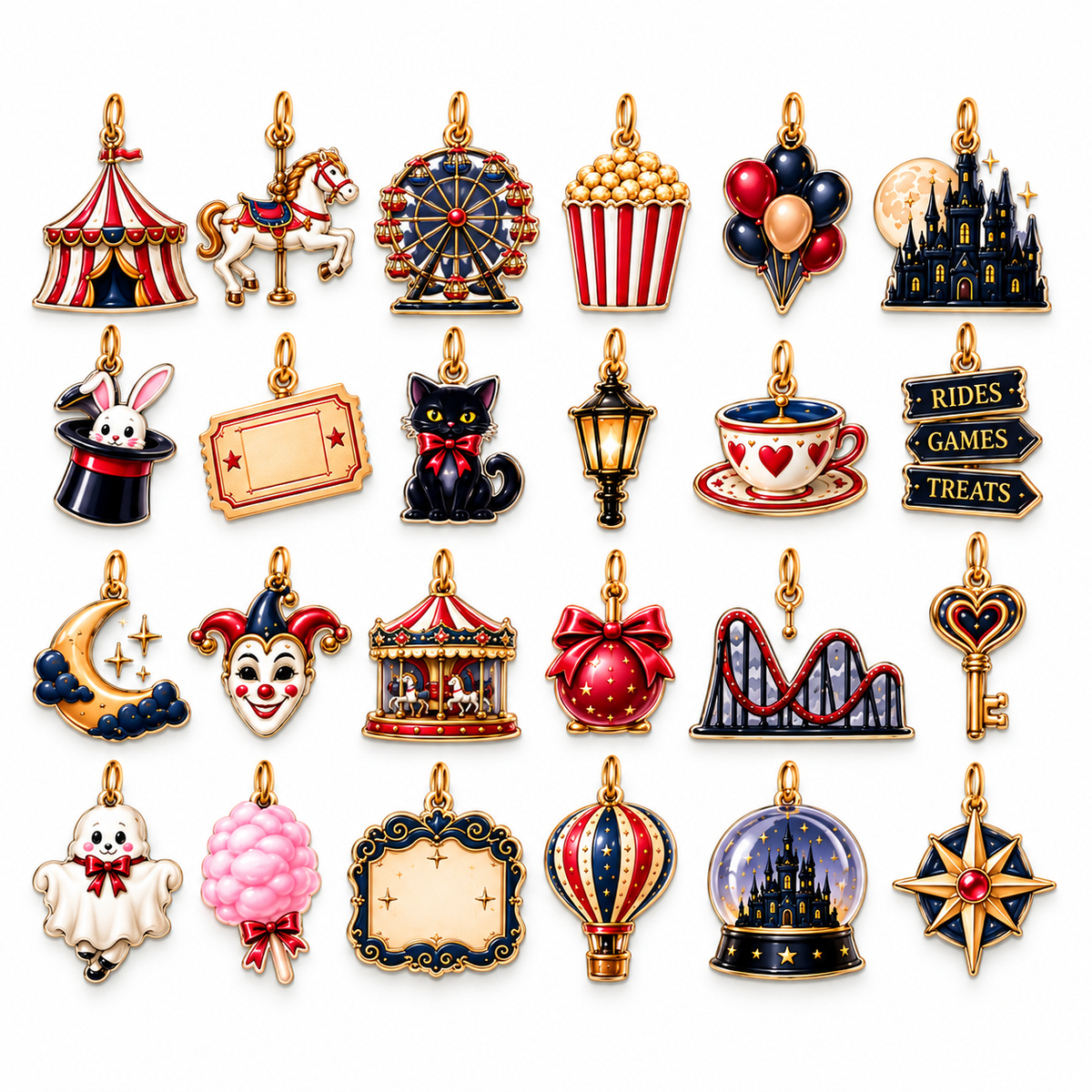 Mysterious Amusement Park Advent Calendar – 24 Mini Acrylic Ornament Charms, 24 Days of Magical Surprises, Carnival Christmas Countdown Gift