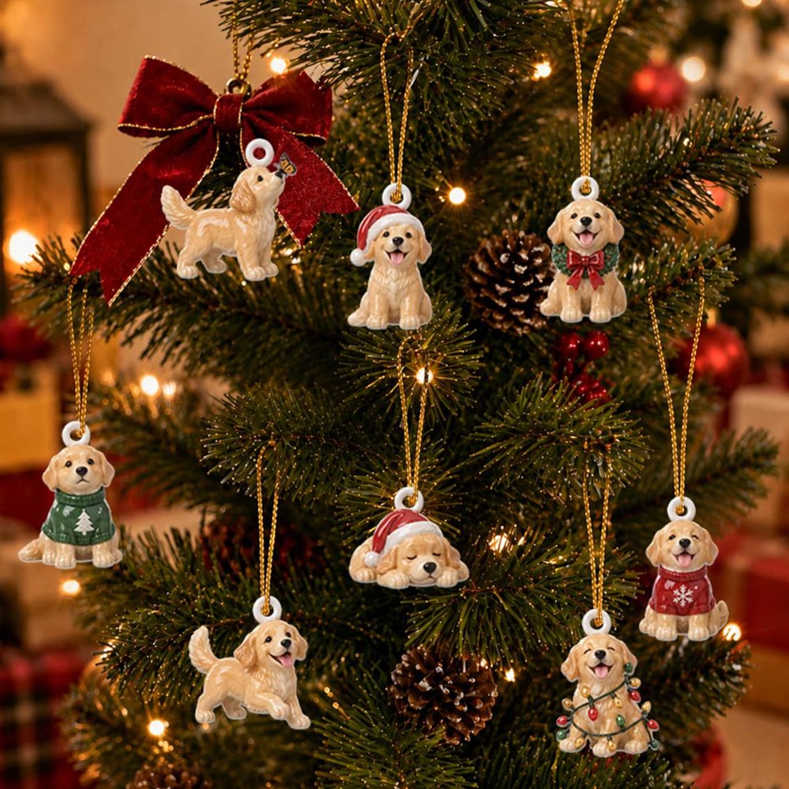Personalized Golden Retriever Advent Calendar, 24 Acrylic Charms, Christmas Countdown Gift for Dog Lovers