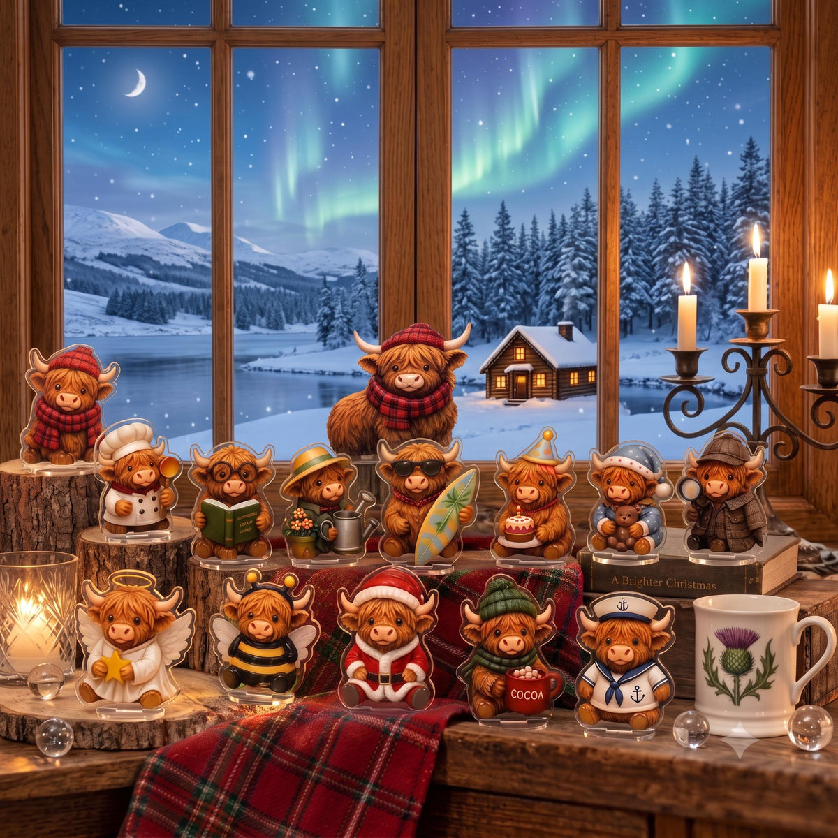 Personalized 2026 Highland Cow Advent Calendar, 24 Mini Cow Figures Christmas Countdown Box, Family Holiday Keepsake Gift